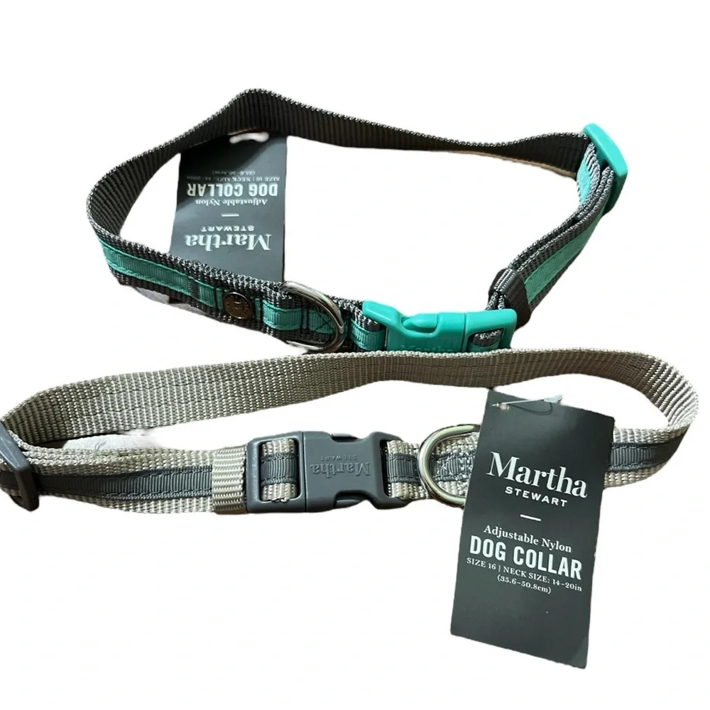 2 for $15 Martha Stewart Pet Accessories Adjustable Dog Collar NWT